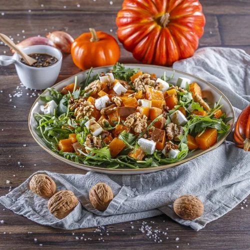 Salada de Abóbora e Feta Vegan