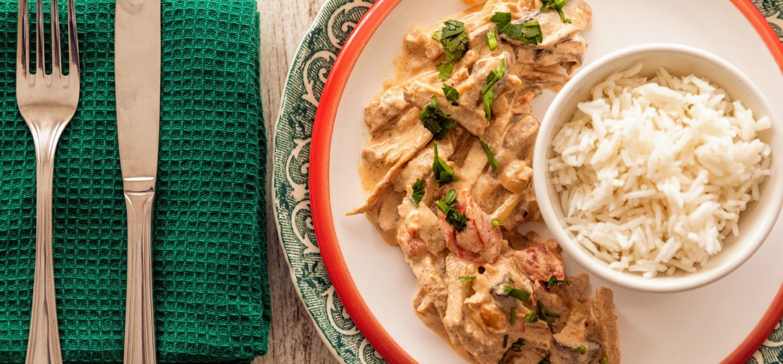 Strogonoff de Seitan com Cogumelos