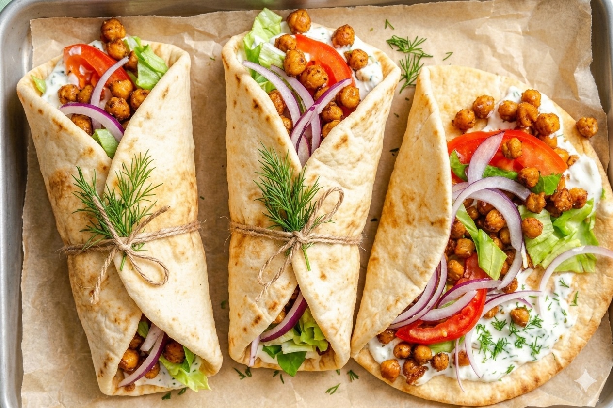 Gyros de Grão-de-Bico Assado